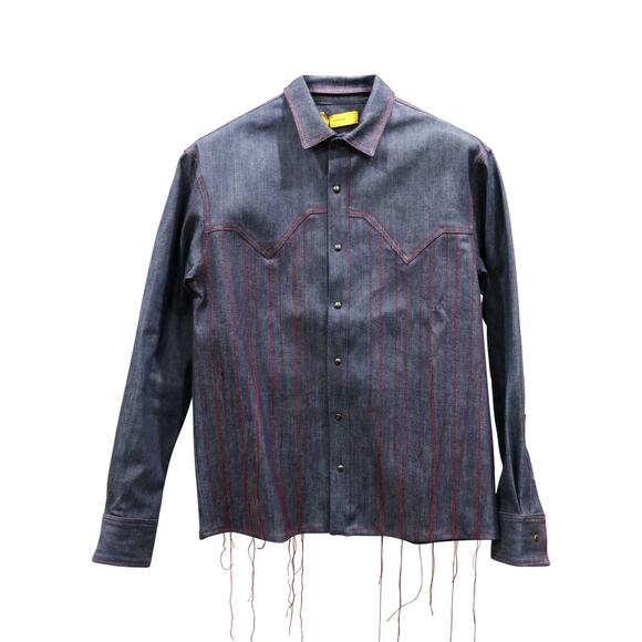 🔴 Pyer Moss Running Stitch Western Denim Jacket - Picture 1 of 9